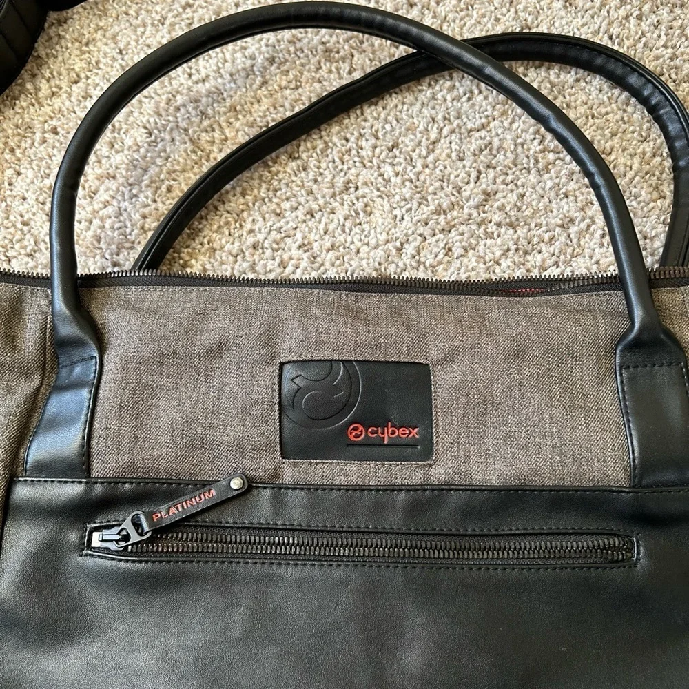 Cybex Platinum Priam Changing Bag Black Gray Women’s Travel Carry Baby Tote Zip